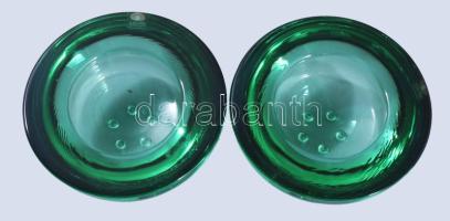 Iittala Finland zöld designer mécsestartó pár, anyagában színezett, címkével jelzett, hibátlan, d: 9...