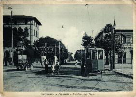 Pietrasanta, Fiumetto, Stazione del Tram. Ediz. Benedetti Felicita / tram station, automobile (EB)