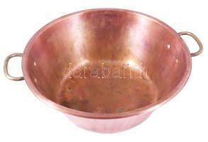 Nagyméretű vörösréz edény, d: 47 cm