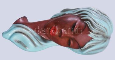 Jelzett német art deco stílusú maszk falidísz, kopással, h: 27 cm