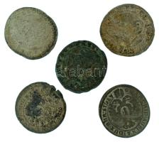 Német Államok 1695-1700. 1kr Ag "I. Lipót" (5db) T:F-VG German States 1695-1700. 1 Kreuzer Ag "Leopold I" (5db) C:F-VG