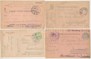 8 db RÉGI főleg első világháborús tábori postai levelezőlap, közte 1 második világháborús és 1 reklám levelezőlap / 8 pre-1945, mainly WWI K.u.K. military field postcards (Feldpostkarte), including 1 WWII Hungarian military field postcard and 1 advertisement