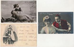 12 db RÉGI motívum képeslap: magyar színészek és színésznők / 12 pre-1945 motive postcards: Hungarian actors and actresses