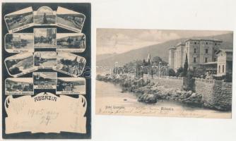 Abbazia, Opatija; - 4 db régi város képeslap / 4 pre-1945 town-view postcards