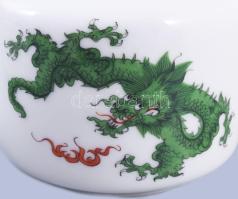 PHG Meissen 2 darab sárkánymintás váza és egy fedeles edény, jelzett, hibátlan, m: 12 cm alatt