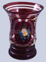cca 1880 Biedermeier díszpohár, lepattanással, kopással, m: 12,5 cm