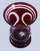 cca 1880 Biedermeier díszpohár, lepattanással, kopással, m: 12,5 cm