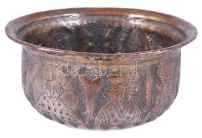 cca 1900 cinezett réz kuglóf forma, 18x9 cm