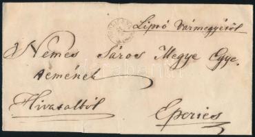 1848 Hivatalos levél "ORAVICZA" - "EP(ERJES)"