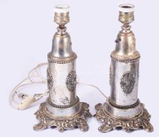 Ezüstözött asztali lámpa pár, m: 29 cm