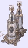 Ezüstözött asztali lámpa pár, m: 29 cm