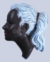 Art deco stílusú kerámia falimaszk, jelzett, h: 26x20 cm