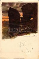 1898 Helgoland, Die Nonne. Ritter &amp; Kloeden / rocks. litho (Rb)