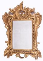 cca 19. sz. közepe - második fele, Blondel tükör, fazettált üveggel, sérült kerettel, 64x44 cm