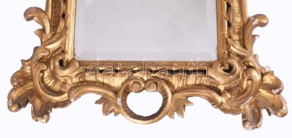 cca 19. sz. közepe - második fele, Blondel tükör, fazettált üveggel, sérült kerettel, 64x44 cm