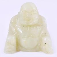 Faragott jáde Buddha figura, m: 4 cm