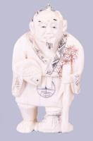 Japán faragott csont netsuke, h: 5 cm