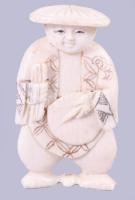 Japán faragott csont netsuke, h: 5 cm