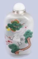 Kínai festett üveg tubákos szelence, m: 7,5 cm