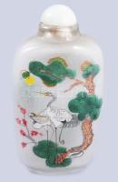 Kínai festett üveg tubákos szelence, m: 7,5 cm