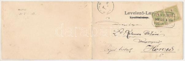 1904 Félixfürdő, Baile Felix; 2-részes kihajtható panorámalap a fürdővel. Helyfi László kiadása / 2-...