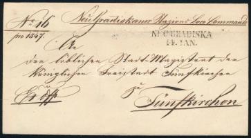 1847 Ex offo "NEUGRADISKA" - kék / blue "Fünfkirchen