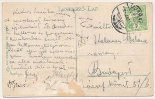 Arad, Atzél Péter utca, Bohus palota, Fehér Kereszt szálloda, üzletek, magyar zászlók. Kerpel Izsó k...