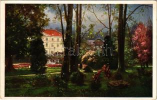 Ljubljana, Laibach; Tivoli. Künstlerkarte Nr. 7013/3. Kunstverlag Hans Hausner / castle garden (EK)