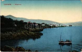 1913 Lovran, Lovrana; Südstrand / seashore + "Antal Dénes tanító könyvtára" bélyegzés (EK)