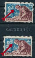 1950 Béke (III.) 40f elcsúszott szín nyomat + támpéldány