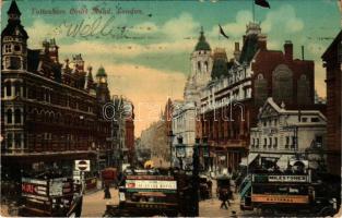 1913 London, Tottenham Court Road, double-decker autobuses. The Mayco Series No. 29. (Rb)