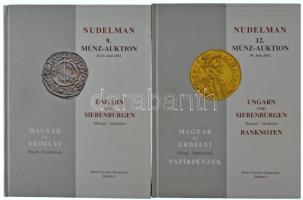 Nudelman László: 9. Münz-Auktion - Magyar és Erdélyi Pénzek - Emlékérmek. Hotel Corvinus Kempinski Budapest, 2011. + 12. Münz-Auktion - Magyar és Erdélyi Pénzek - Emlékérmek - Papírpénzek. Hotel Corvinus Kempinski Budapest, 2012. Mindkettő használt, de közel újszerű állapotú kötet