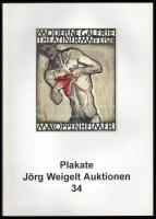 Plakate. Jörg Weigelt Auktionen 34. (Aukciós katalógus, plakát témában.) Hannover, 1995, Jörg Weigelt Auktionen. Gazdag képanyaggal illusztrálva. Német nyelven. Kiadói papírkötés.