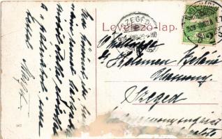 1908 Nagyvárad, Oradea; Kishíd és a városháza. 967. (W.L. ?) / bridge, town hall (felületi sérülés /...