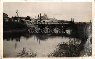 1939 Ipolyság, Sahy; Ipoly részlet, híd a szlovák-magyár határon, vám, betonbunker, Cikta üzlet. Polgár I. kiadása / Ipel river, border bridge between Hungary and Slovakia (Czechoslovakia), shop, concrete bunker (EB)