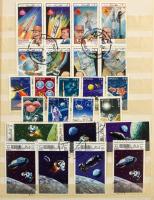 Űrkutatás, űrrepülés, repülés motívum 315 db klf bélyeg, sorok + 26 db blokk és kisív, 10 lapos közepes Unigersum berakóban