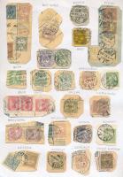 1900-1913 Turul bélyegek jól olvasható bélyegzésekkel, 22 db kivágáson 33 db bélyeg