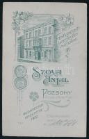 cca 1910 Kislány karikával, vizitkártya Szova Antal pozsonyi műterméből, a verzón a műterem ábrázolá...