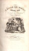 Blanchard, [Jean-Baptiste]: L'école des moeurs du jeune age. Extrait de Blachard par l'abbé G. Paris, [1830 körül]. J. Langlumé et Peltier (Imprimerie de Gallienne, Le Mans). 2 t. (hártyapapírral védett acélmetszetű címkép és díszcímlap) + 288 p. + 2 t. (hártyapapírral védett acélmetszet). Jean-Bapiste Blanchard (1731-1797) francia jezsuita szerzetes, pedagógiai író, moralista. Az ifjúság erkölcsnevelésével kapcsolatos épületes műve eredeti nyelven először 1775-ben jelent meg. Példányunk a mű 1830 körüli újrakiadásából való, részletgazdag acélmetszetű illusztrációkkal. XX. század elején készült, aranyozott gerincű, álbordás félmaroquin kötésben. Dekoratív, jó példány.
