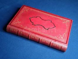 Béranger, Pierre-Jean de:  Dernieres chansons de Pierre-Jean de Béranger de 1834 a 1851. Une lettre et un préface de l'auteur. Paris, 1857. Perrotin (Typographie de Simon Racon et Comp.) 1 t. (acélmetszetű címkép) + [4] + III + [1] + 374 p. Első kiadás. Pierre-Jean de Béranger (1780-1857) francia dalköltő, korának legnépszerűbb francia lírikusa. Közérthető, ironikus hangvételű dalai gyakran irányultak a politikai tekintélyek ellen. A költészete miatt többször is börtönre ítélt, ám befolyásos barátokkal bíró költő 1833-ban eladta kiadási jogait Perrotin könyvkereskedőnek, anyagi helyzete ezzel rendeződött. Politikai tendenciájú, népies hangú költészete Magyarországon Petőfi Sándorra tett markáns hatást. Kötetünk a költő érett korszakából való dalokat, sanzonokat teszi közzé. Néhány oldalon kisebb foxing. Díszesen aranyozott, festett, álbordás gerincű korabeli bőrkötésben. Jó példány.