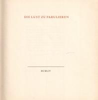 Die Lust zu Fabulieren. Zusammengestellt von Erich Lobbes. Illustriert von Max Schwimmer. (Számozott...
