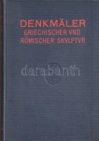 Furtwängler, Adolf - Ulrichs, Heinrich Ludwig (herausg.): Denkmäler Griechischer und Römischer Skulptur. Handausgabe. Mit 60 Tafeln und 73 Textabbildungen. München, (1911). Druck und Verlag von F. Bruckmann Ag. VIII + 214 + [2] p. + 59 p. (ebből egy dupla oldalas). A görög-római szobrászat eredményeit áttekintő, gazdagon illusztrált művészettörténeti munka első kiadása 1898-ban jelent meg. Példányunk a harmadik, bővített kiadásból való. A címlapon régi katalógusbejegyzés. Feliratozott kiadói egészvászon kötésben, vörös festésű lapszélekkel, az első kötéstáblán a kiadó vaknyomásos emblémájával.