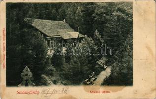 1909 Stószfürdő, Stoósz-fürdő, Kúpele Stós; Olvasóterem. Wlaszlovits Gusztáv kiadása / reading room (szakadás / tear)