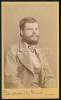 cca 1870 felsőszeli Benkovich Ernő (1839-1901) nagybirtokos portréja, vizitkártya S. Kraus bécsi műterméből, feliratozva, 10,5x6 cm