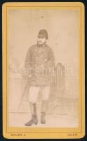 cca 1870 Elegáns férfi portréja, vizitkártya Bauer János móri (németül Moor) műterméből, 10,5x6,5 cm. Ritka!
