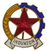 DN (~1960) Románia "INOVATOR" bronz, zománcozott jelvény (17x20mm) T:AU ND (~1960) Romania "INOVATOR" bronze, enamelled badge (17x20mm) C:AU