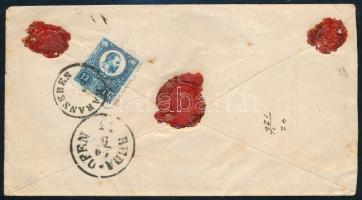 1873 5kr díjjegyes borítés Réznyomat 10kr díjkiegészítéssel ajánlott levélként "KARANSEBES"...