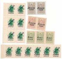 1934. 19db különféle, használatlan pengő és adópengő címletű váltó, törvénykezési és okirati illetékbélyeg T:AU-XF Hungary 1934. 19pcs of different and unused bill, juridical and document stamps in pengő and adópengő denomination C:AU-XF