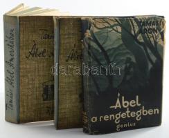 Tamási Áron: Ábel trilógia I-III. köt.  I. köt.: Ábel a rengetegben. [Bp.], 1933., Genius, (Révai-ny.), 191+3 p. Gróf Bánffy Miklós egészoldalas rajzaival illusztrált. Kiadói aranyozott egészvászon-kötés, sérült, részben hiányos kiadói illusztrált papír védőborítóban, kopott borítóval, laza fűzéssel.;  II. köt.: Ábel az országban. [Bp.], 1943., Révai, 199 p. Egészoldalas illusztrációkkal. Kiadói félvászon-kötés, kopott borítóval, laza fűzéssel.   III. köt.: Ábel Amerikában. [Bp.], 1943., Révai, 256 p. Egészoldalas illusztrációkkal. Kiadói félvászon-kötés, kopott borítóval.