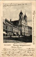 1902 Székesfehérvár, Zirci templom, üzletek. Eisler Adolf kiadása (EK)